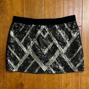 Ai Authentic Icon Y2k Semi Sheer Sequins Skirt Size S Black Gold Club Grunge